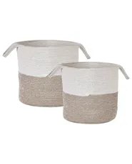 Set of 2 Baskets PAZHA Cotton Beige_840623
