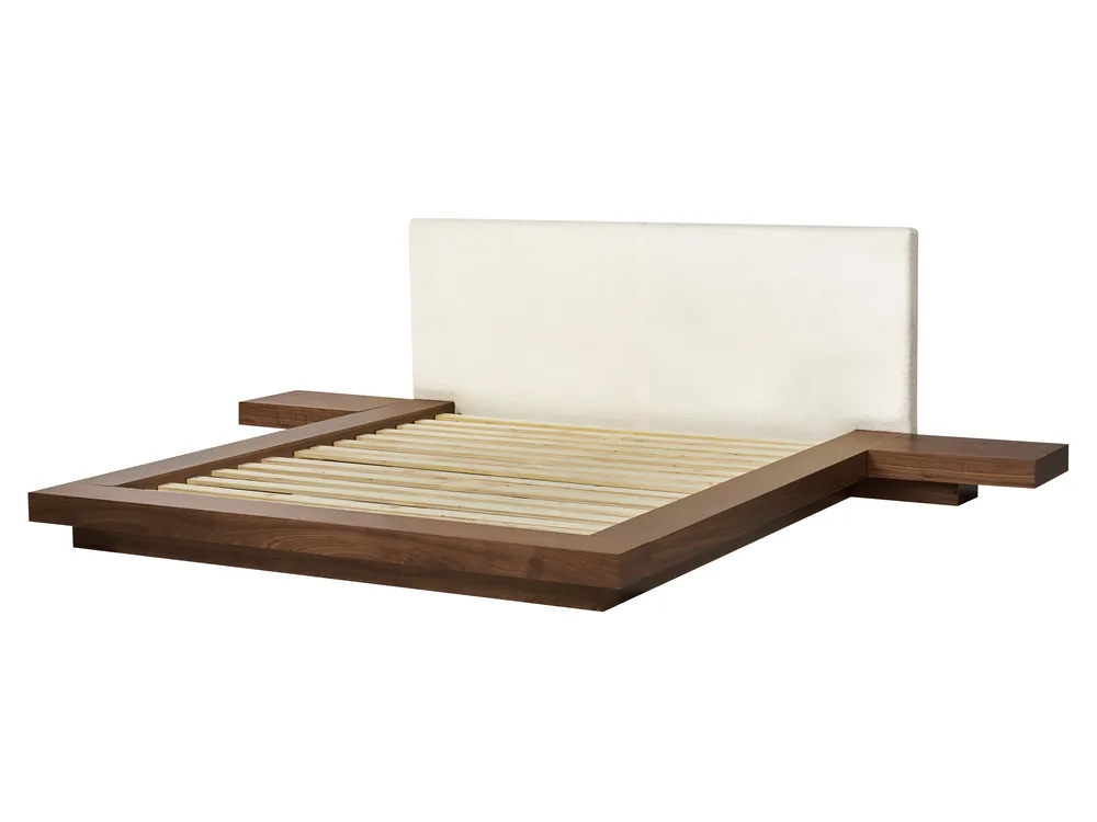 Bett mit Lattenrost Bouclé ZEN 160 x 200 cm Braune Esche_931285