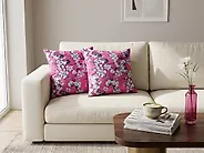 Dekokissen 2er Set KOELERIA 45 x 45 cm Samtstoff Fuchsia Blumenmuster_1178863
