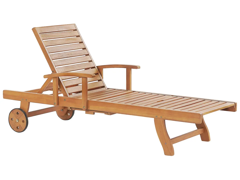 Sun Lounger with Cushion JAVA PREMIUM Reclining Acacia Wood Blue_1070445