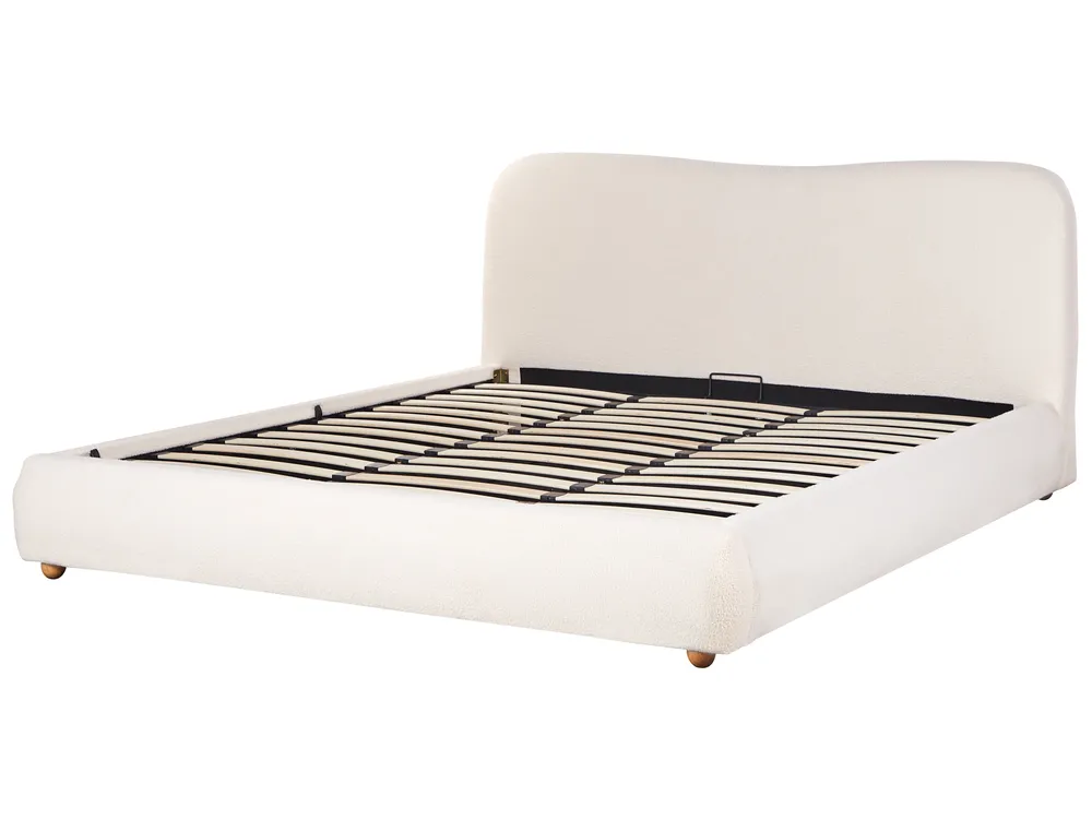 Bett mit Stauraum BLAGNAC Bouclé Cremeweiß 180 x 200 cm_902694