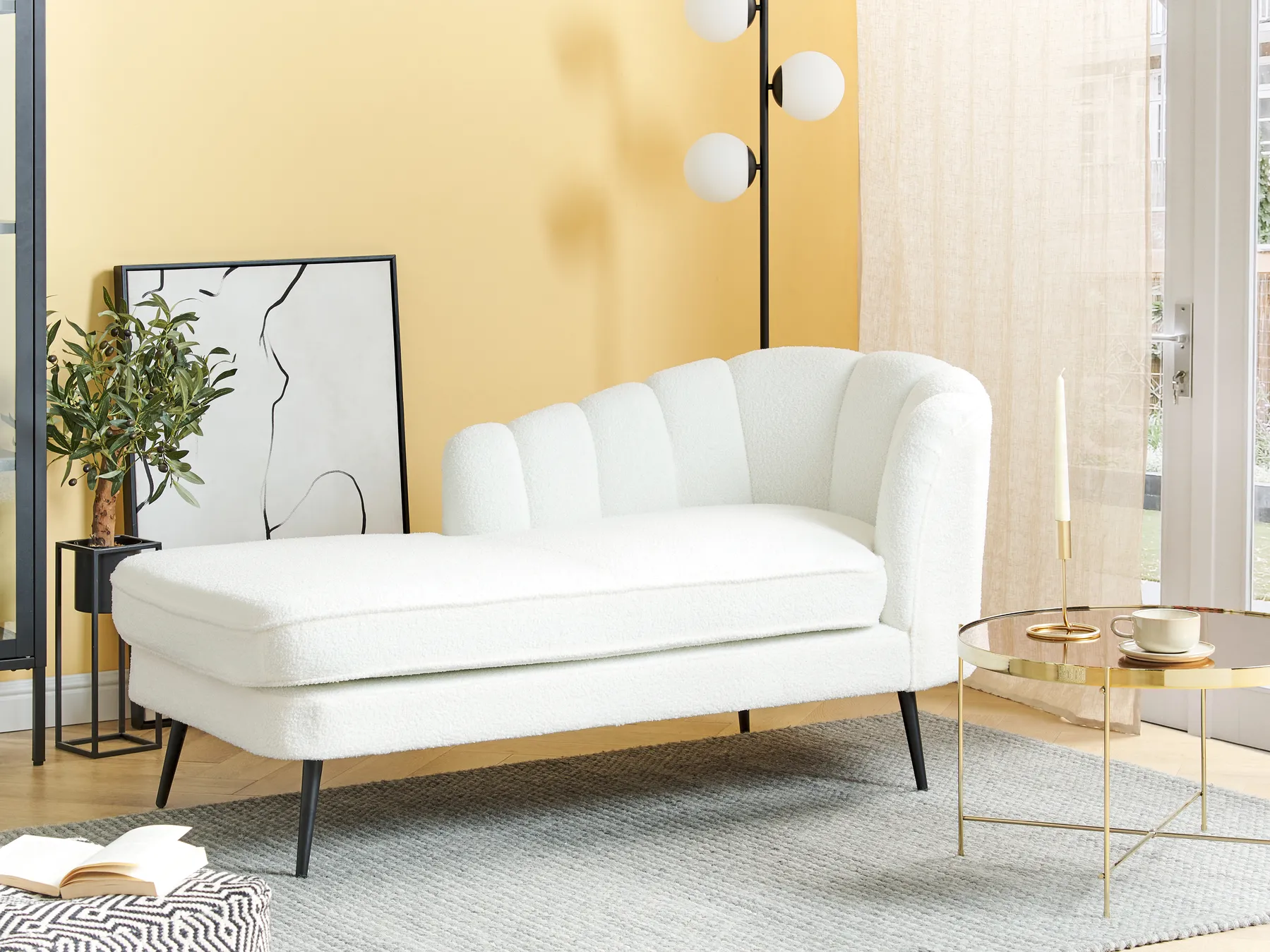 Rechtszijdige chaise longue ALLIER Bouclé Gebroken wit_879191