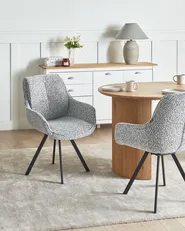 Dining Chair Swivel MARCELLUS Boucle Black/ White_965200