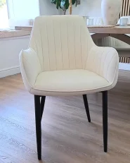 Set of 2 Dining Chairs WELLSTON Velvet Off-White_1170335