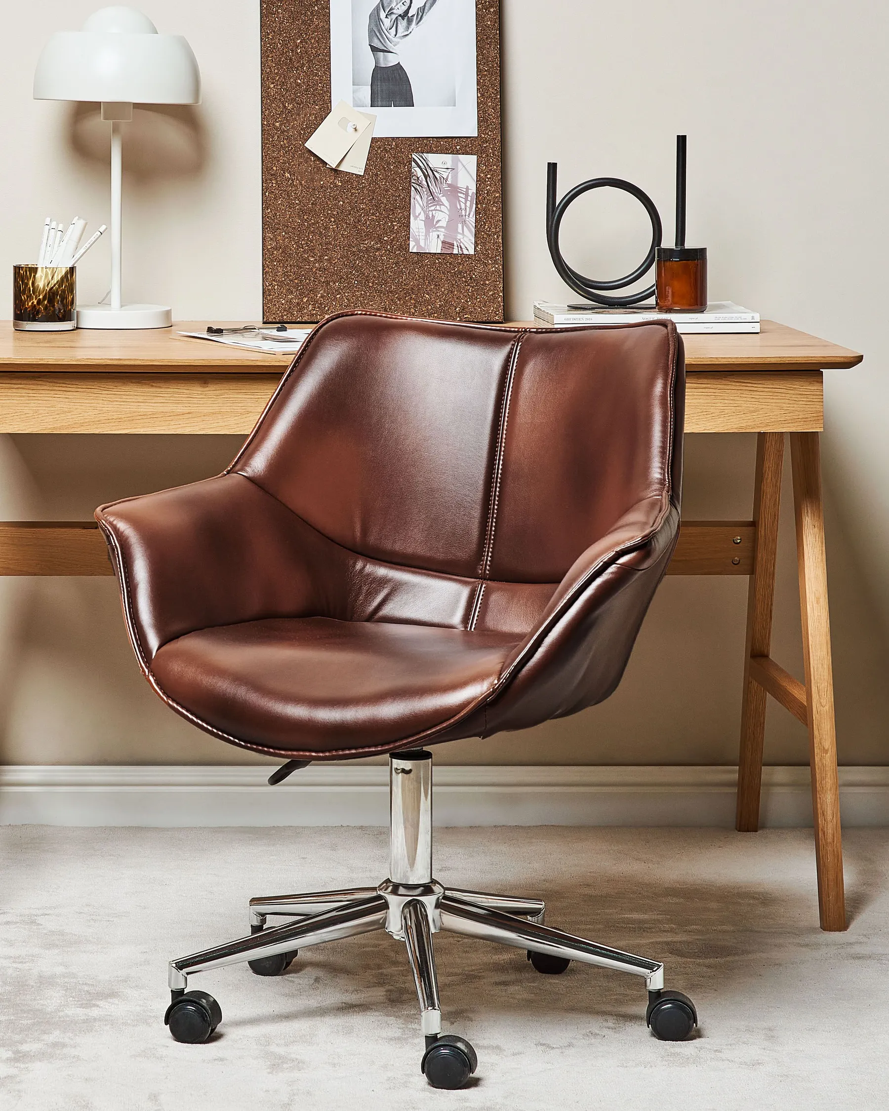 Desk Chair NEWDALE Faux Leather Dark Brown_854757