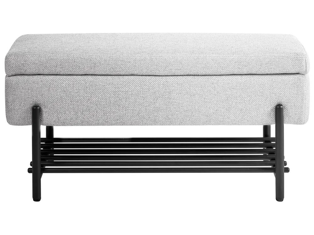 Schuhbank SOLVANG Stoff Hellgrau mit Stauraum_1043734