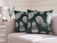 Dekokissen 2er Set ASTILBE 45 x 45 cm Samtstoff Dunkelgrün Pflanzenmuster_769234