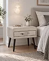 Nachttisch mit 1 Schublade EUROSTAR Kunstleder Beige