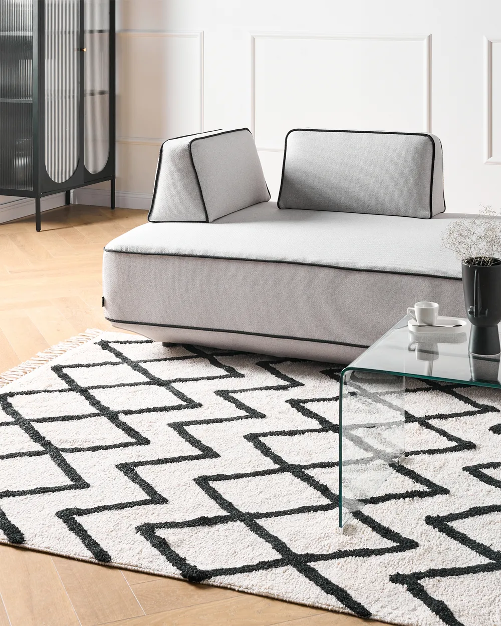Teppich ELDES Beige 160 x 230 cm Baumwolle