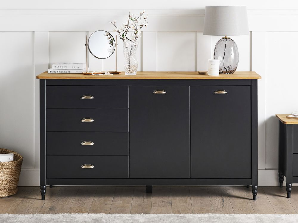 Dressoir met 2 deuren SHILLINGTON Dennenhout Zwart