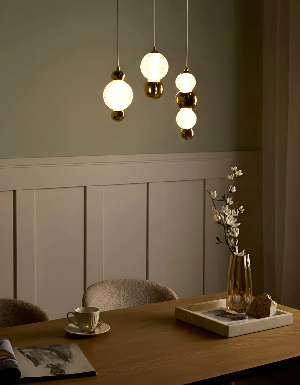 Hängeleuchte 3-flammig SORA LED Glas Gold