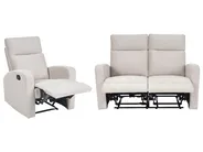 Sofa Set manuell verstellbar 3-Sitzer VERDAL Samtstoff Beige_1081152