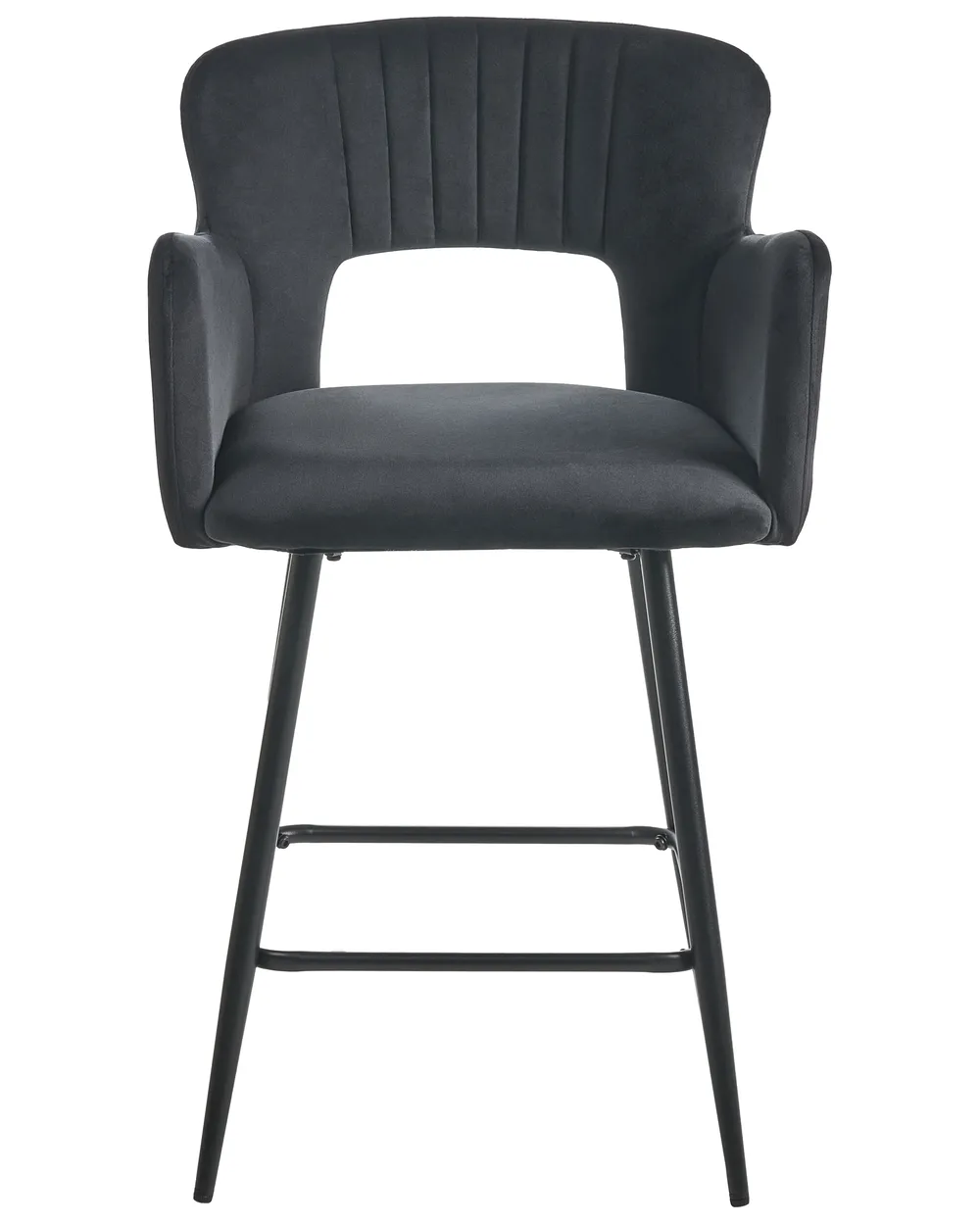 Set of 2 Bar Chairs SANILAC Velvet Black_1019452