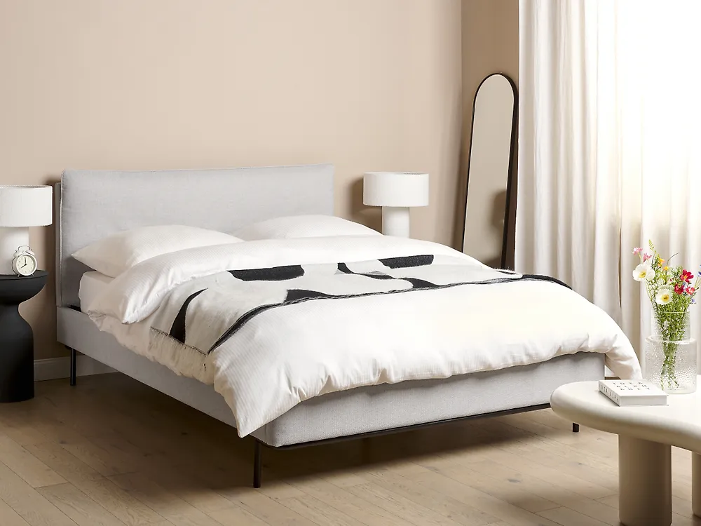 Bett mit Lattenrost Stoff CORIO 140 x 200 cm Hellgrau_1175182