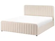 Bett mit Stauraum LUNAN Samtstoff Beige 160 x 200 cm_1051392