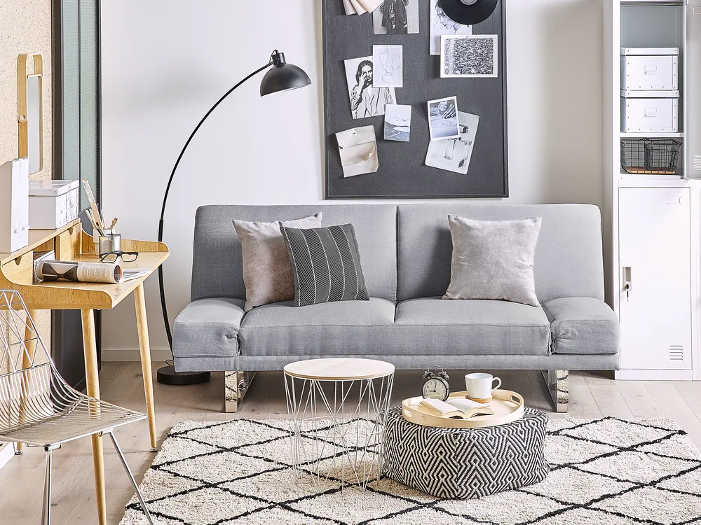 Schlafsofa 2-Sitzer YORK Stoff Hellgrau