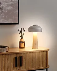 Kabellose LED Tischlampe AGUSAN mit Dimmer Metall Grau_1172379