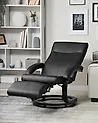 Recliner Chair MIGHT with Footrest Faux Leather Black