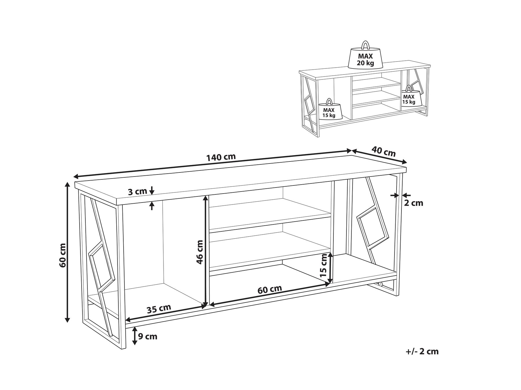 TV-Möbel FORRES Braun / Schwarz_816352