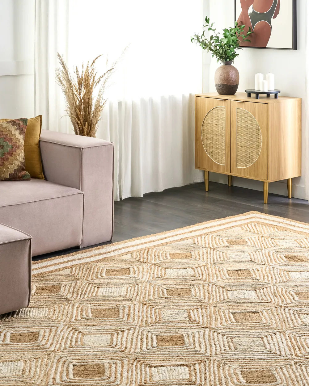 Teppich MENGEN Beige 300 x 400 cm Jute