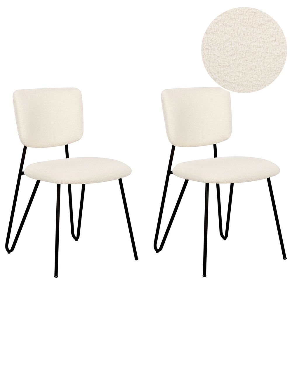 Set of 2 Dining Chairs NELKO Boucle Off-White
