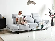 Sofa 3-Sitzer IKAST Stoff Hellgrau_1184531