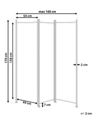 3 Panel Room Divider NARNI 160 cm 170 cm White_802772