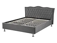 Lit ottoman METZ Velours Gris foncé 140 x 200 cm_736193