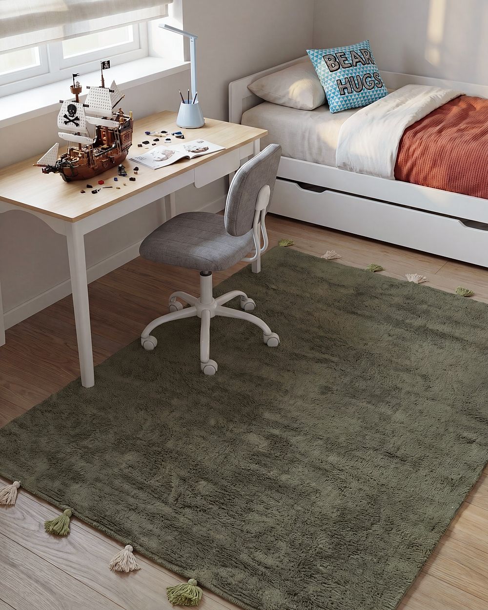 Kids Rug KODINHI  Dark Green 140 x 200 cm Cotton