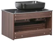 Wandmontierter Waschbeckenunterschrank mit Waschbecken ARICA Dunkelbraun_1010521