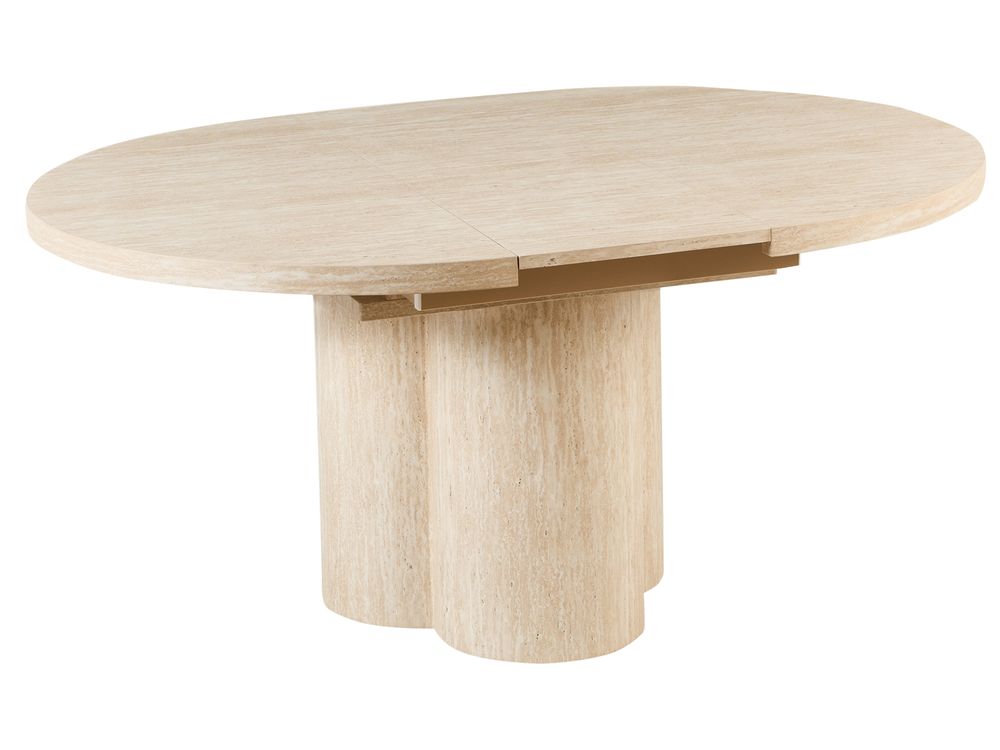 Ausziehbarer Esstisch MORAINE Travertinoptik 120/160 cm 120 cm