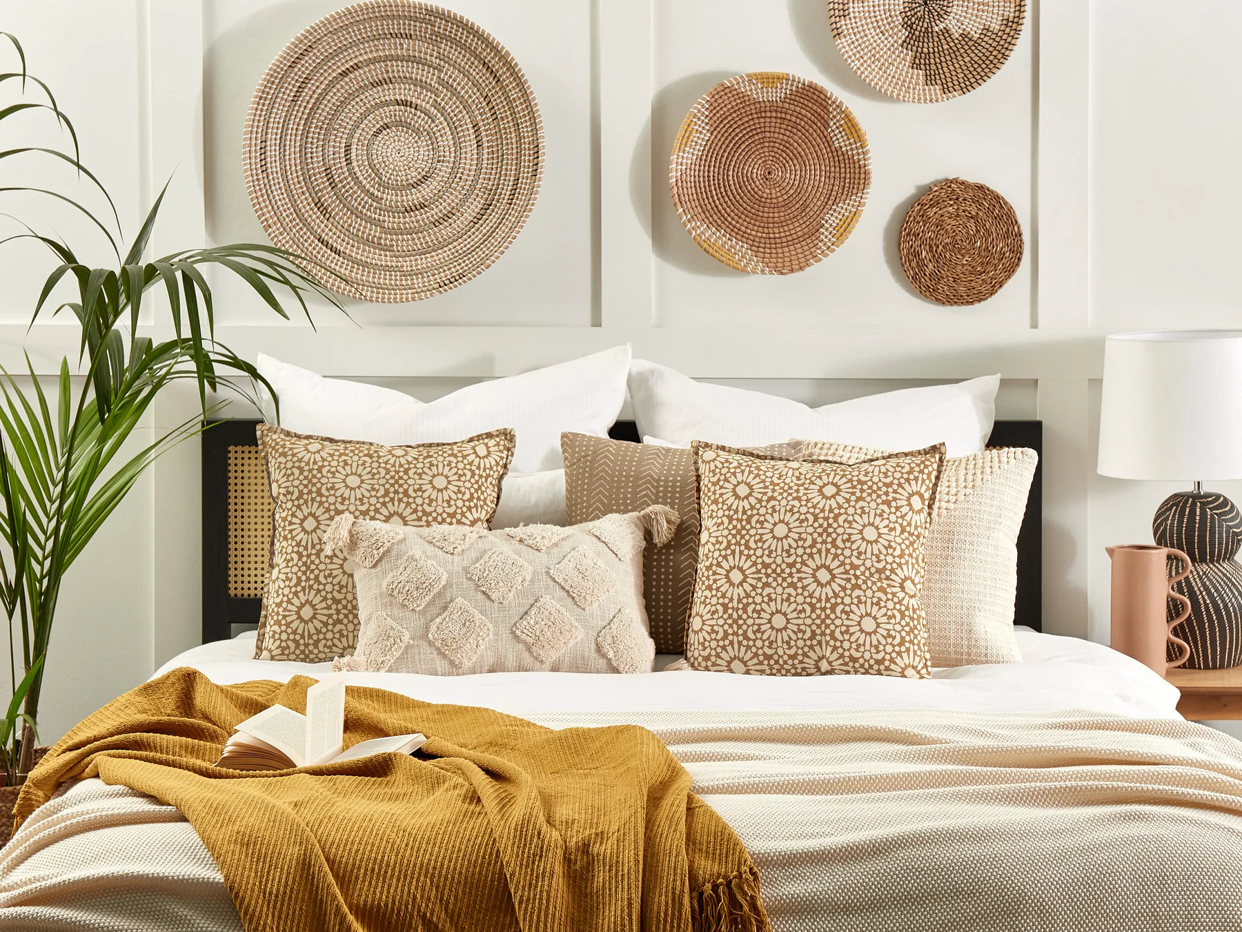 Dekokissen CEIBA 45 x 45 cm Baumwolle Beige Geometrisches Muster_839161