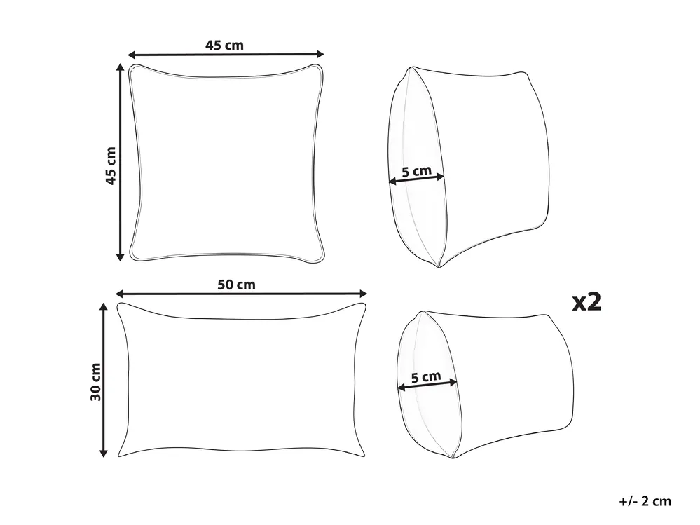 Dekokissen 3er Set VATICA 30 x 50 cm 45 x 45 cm Samtstoff Bunt Ohne Muster_1039141