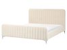 Bett mit Lattenrost Samtstoff LUNAN 160 x 200 cm Hellbeige
