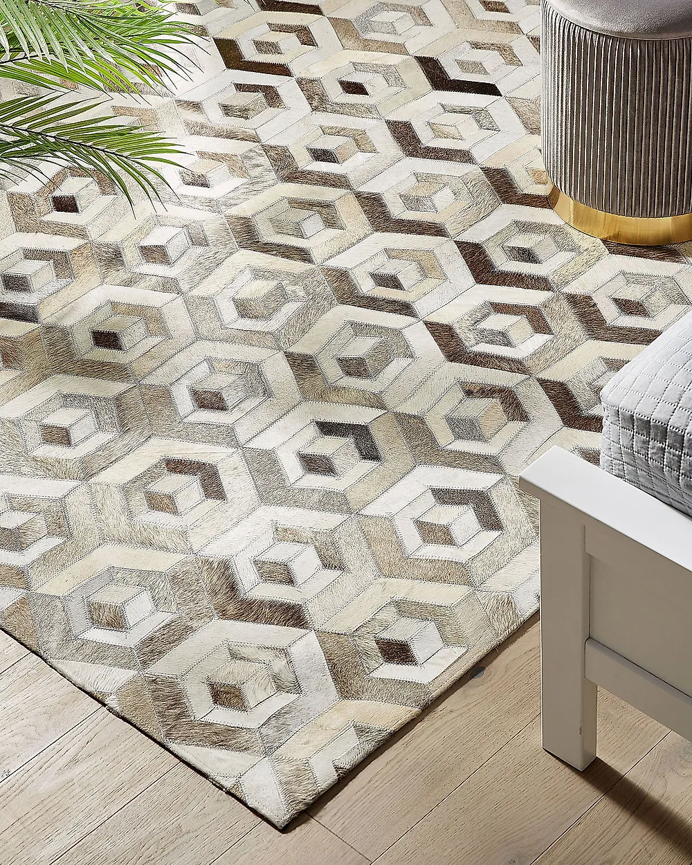 Teppich TAVAK Beige 140 x 200 cm Echtleder_1179607