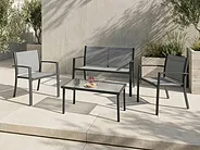 Lounge Set mit Tisch 4-Sitzer TAVOLETO Metall Grau_1154564