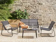 Lounge Set mit Tisch 4-Sitzer BARREA Metall Schwarz_921817