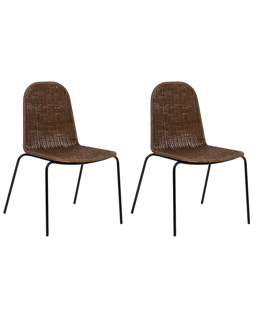 Esszimmerstuhl 2er Set ROXTON Rattan Dunkelbraun