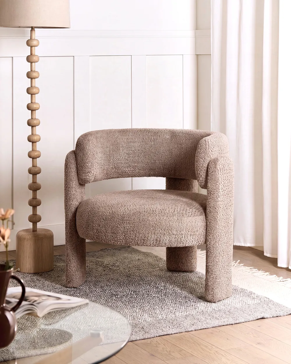 Sessel BUREA Chenillegewebe Taupe