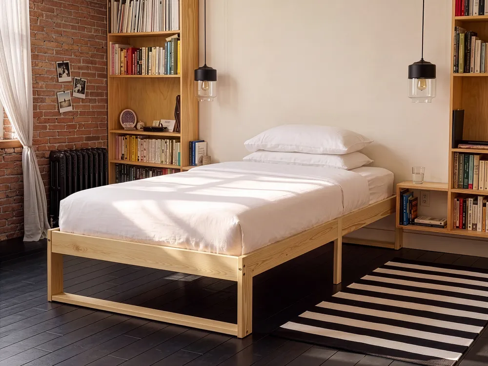 Bett ohne Kopfteil Kiefernholz TALAIRAN 90 x 200 cm Hellbraun