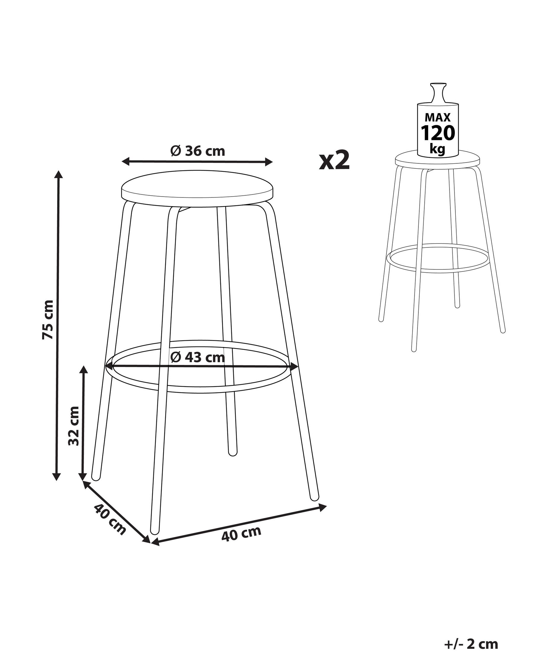 Set of 2 Bar Stools MORTON Velvet Orange_916011