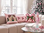 Set van 3 sierkussens VELLYN 30 x 50 cm 45 x 45 cm Roze kerstmotief_1164684