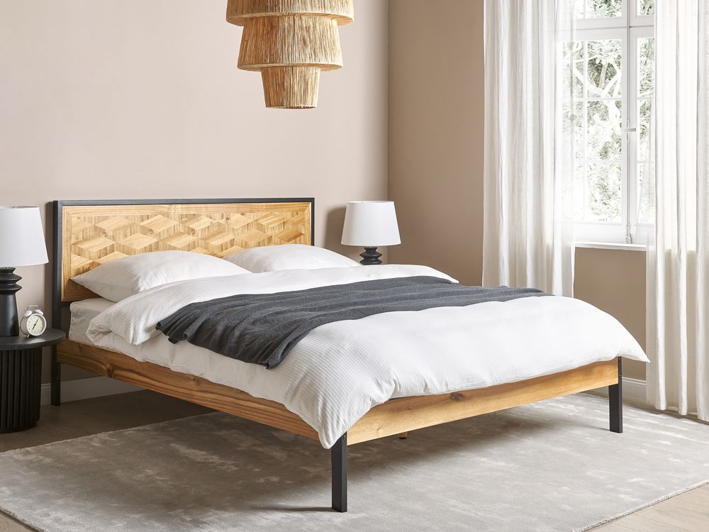 Bed ERVILLERS 160 x 200 cm (EU King Size) Natural Acacia