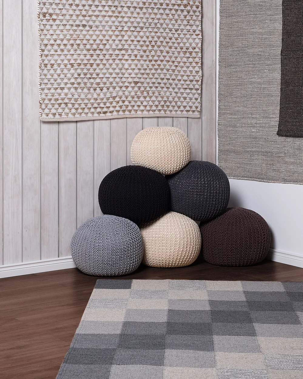 Teppich TUNCELI Beige 140 x 200 cm Baumwolle