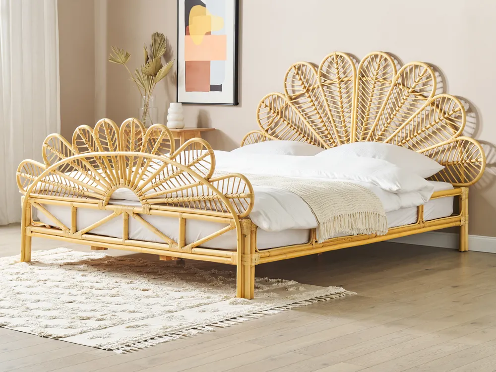 Bed Rattan FLORENTINE 180 x 200 cm (EU Super King) Light Brown