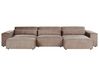 Modul Ecksofa 4-Sitzer HELLNAR mit Ottomane Stoff Hellbraun linksseitig