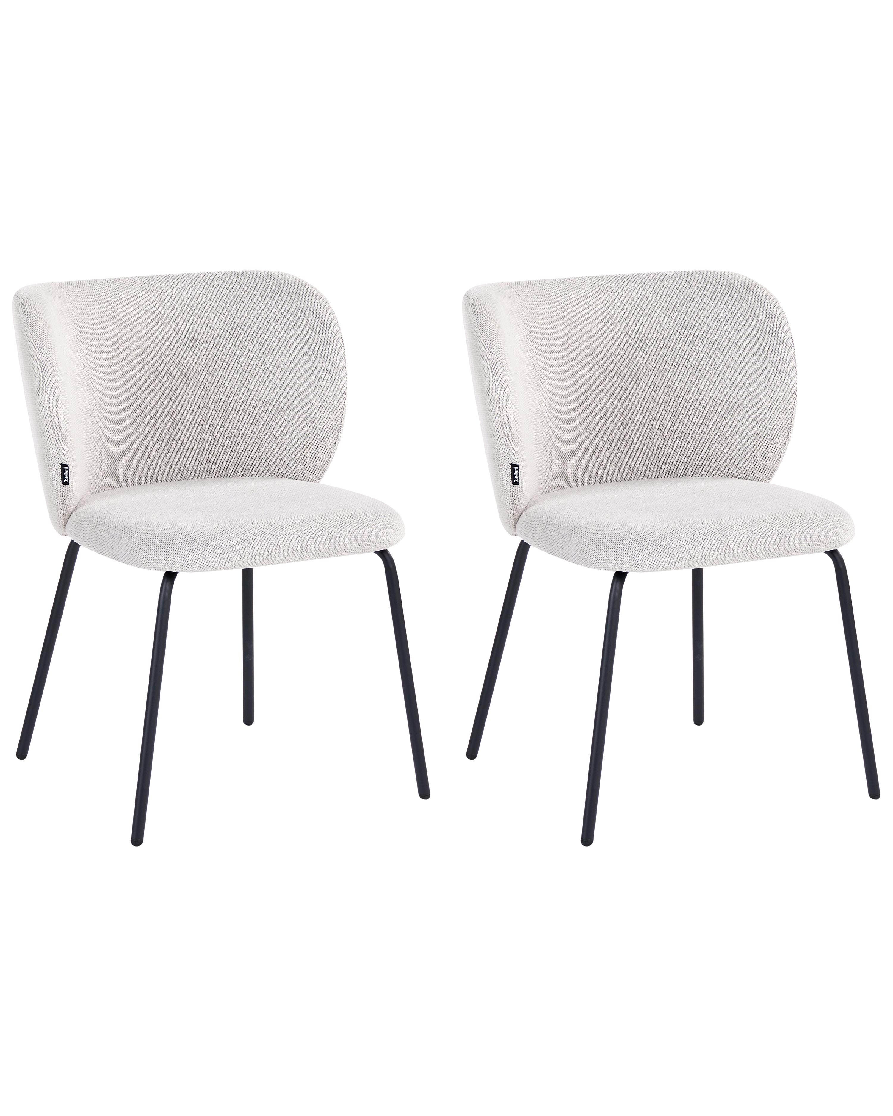 Calera Reference Types Set of 2 Dining Chairs CALERA Fabric Off-White | Beliani.dk