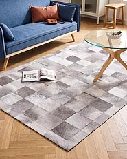 Rug ALACAM Grey 160 x 230 cm Leather_1153747