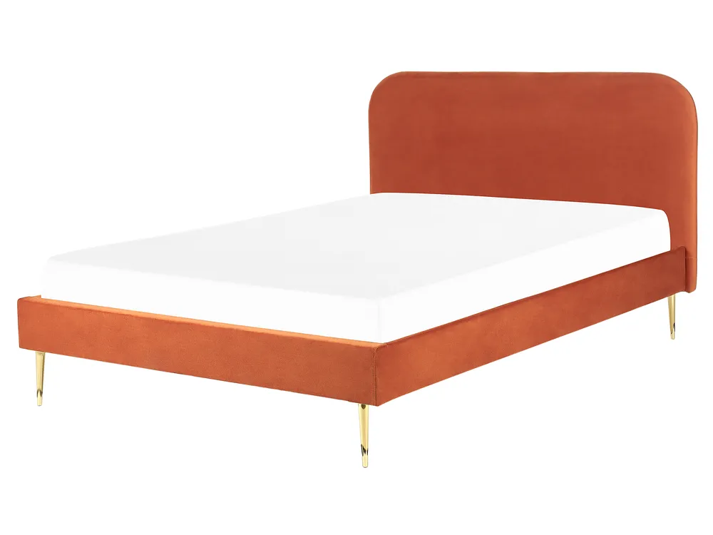 Polsterbett Samtstoff orange Lattenrost verschiedene Größen FLAYAT