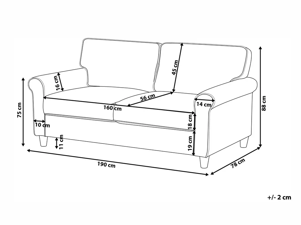 Sofa 3 Seater RONNEBY Fabric Light Brown_901466
